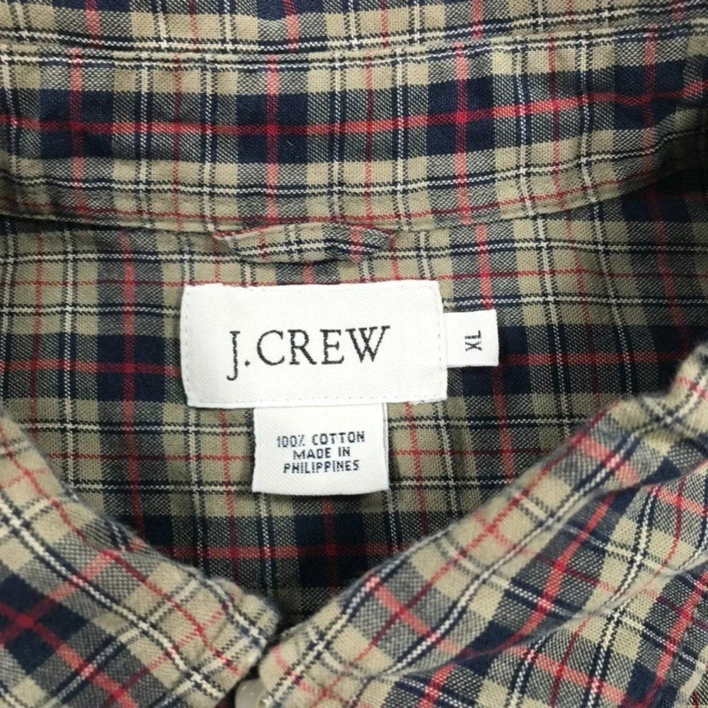 J. Crew Mens XL Plaid Button Down Long Sleeve Shirt Preppy Multicolor Cotton